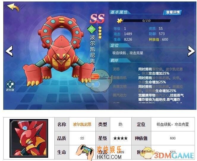 萌妖出没波尔凯尼恩图鉴 技能属性羁绊特性介绍