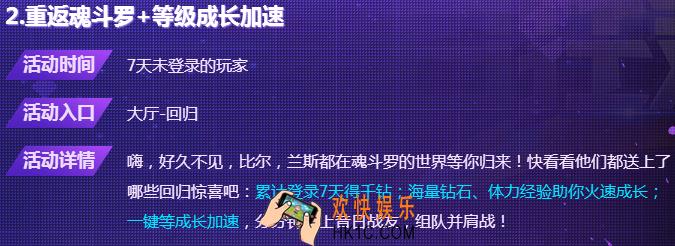 魂斗罗归来回归玩家福利介绍_周年回归玩家等级成长加速