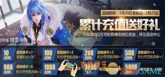 王者荣耀3月20日累计充值送好礼活动介绍 累计充值送好礼活动内容