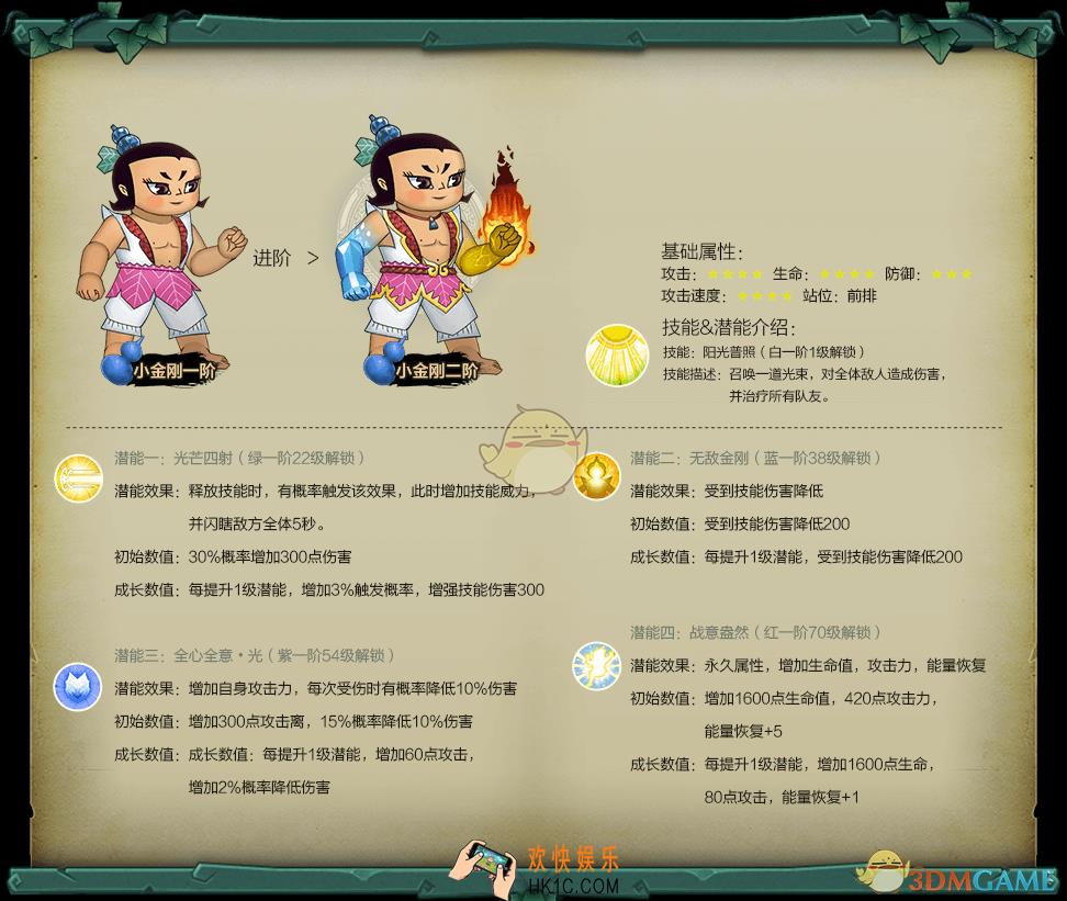 葫芦娃手游小金刚角色图鉴介绍_葫芦娃手游小金刚技能属性介绍