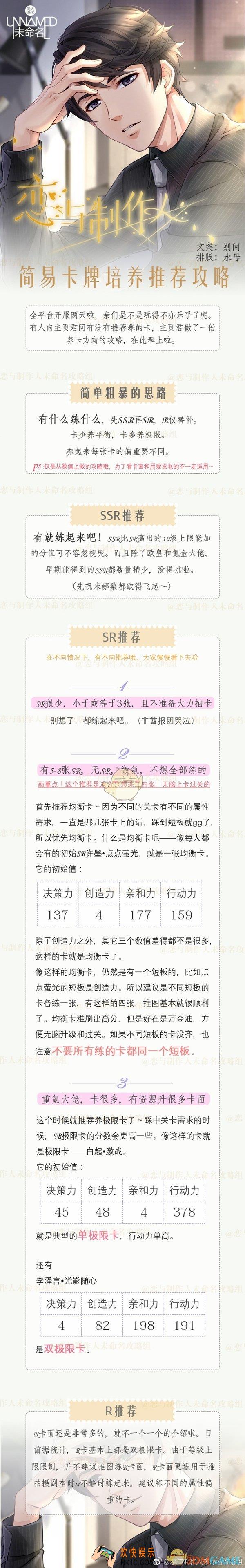 恋与制作人什么卡牌比较好用 平民玩家卡牌培养攻略