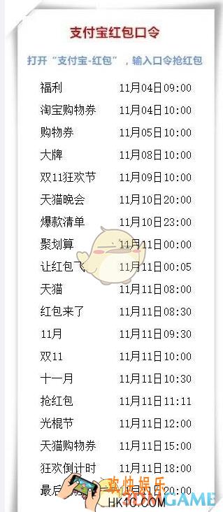 2017支付宝十一月红包口令是什么_2017双十一支付宝十一月红包口令一览