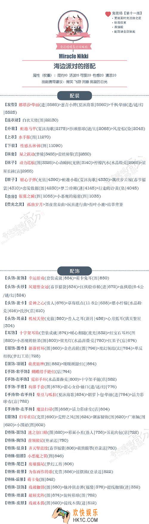 奇迹暖暖3.5.0版竞技场海边派对搭配攻略_奇迹暖暖3.5.0版竞技场海边派对高分攻略