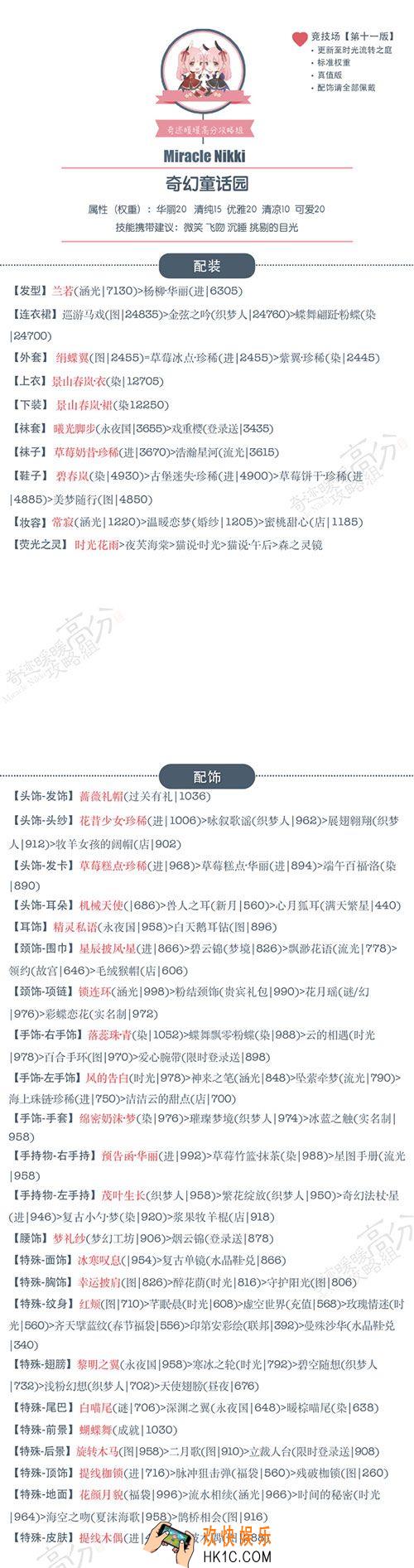 奇迹暖暖3.5.0版竞技场奇幻童话园配攻略_奇迹暖暖3.5.0版竞技场奇幻童话园高分攻略